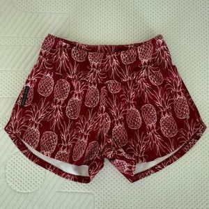 Dark red pineapple fitness shorts